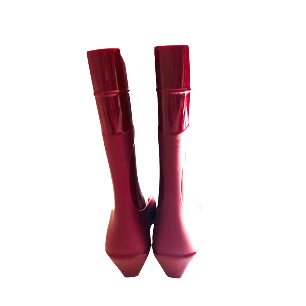 🍒NEW Jeffrey Campbell Drench Kitten Heel Rain Boots in Cerise Gloss, Size 9 - Picture 7 of 11